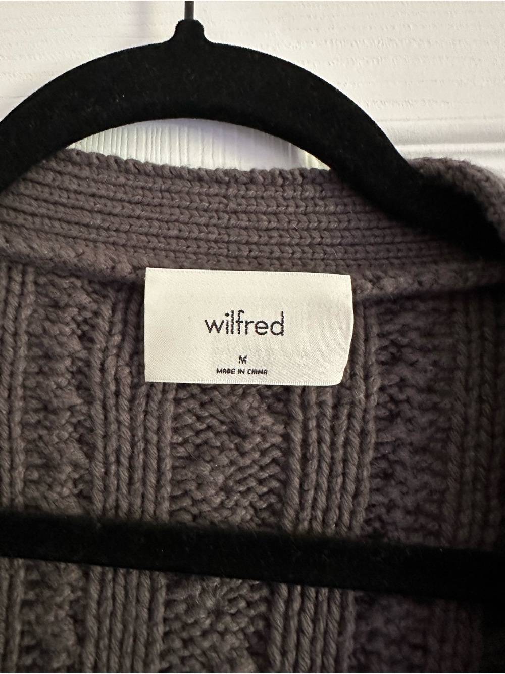 Size M Women’s Wilfred Montpellier Cardigan Merino Wool Cable Knit Taupe - Picture 7 of 9